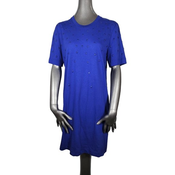 Love Moschino NWT Blue Dress Shortsleeve Embellished Royal 40 4